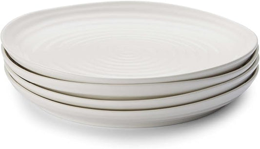 Portmeirion Sophie Conran White Coupe Dinner Plate Set of 4-10.5 Inch Porcelain Plates, Durable Dinnerware, Microwave Dishwasher Freezer & Oven Safe Tableware for Kitchen & Casual Dining