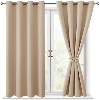 Blackout Curtains for Bedroom, 52 x 54 Inches Long, 2 Panels | Thermal by Hiasan