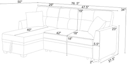 Convertible Sofa Bed, L Shape Sleeper Sofa - Image 2