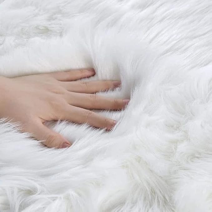 ORINOVA White Faux Sheepskin Fuzzy Fur Rugs - Image 6