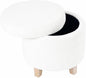 HomePop Round Transitional Faux Sheepskin Fabric Storage Ottoman|Homepop Home by HomePop