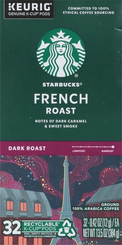 Starbucks Dark Roast K-Cup Coffee Pods — French Roast for Keurig Brewers — 1 box (32 pods) (Pack of 2)