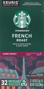 Starbucks Dark Roast K-Cup Coffee Pods — French Roast for Keurig Brewers — 1 box (32 pods) (Pack of 2)