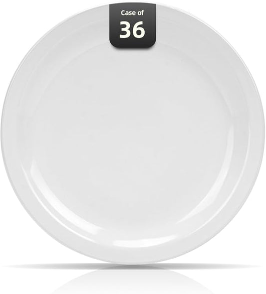 Stoneware Narrow Rim Commercial Grade Dinnerware, Bright White, Plate 6.5, Case of 36