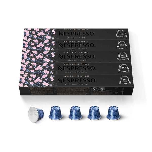Nespresso Capsules Original Line Tokyo Vivalto Lungo, Medium Roast Coffee, 50 Count Coffee Pods