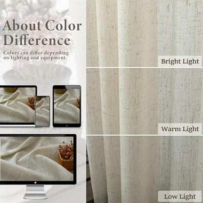 Pitalk Flax Linen Sheer Curtains 68 Inch Length 2 Panel Set - Image 4