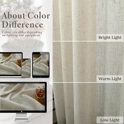 Pitalk Flax Linen Curtains 80 Inches Long - Image 4