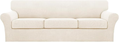 Turquoize 4 Piece Sofa Covers for 3 Cushion Couch Sofa Slipcover Soft Couch by Turquoize