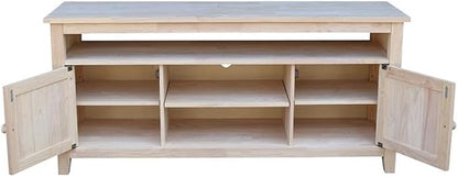 Entertainment TV Stand with 2 Doors Unfinished Solid Parawood 57"W x 18"D x 26"H - Image 6