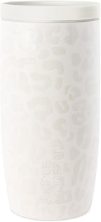 Simple Modern Travel Coffee Mug Tumbler with 360° Lid | Ceramic-Lined Insulated Stainless Steel Cold Brew Iced Coffee Cup Thermos | Gifts for Women Her Him | Voyager Signature | 16oz | Cream Leopard