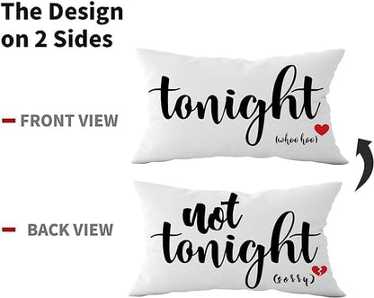 Mancheng-zi Funny Couples Reversible Soft Pillow Cover, Wedding Anniversary Bridal Shower Gifts, Gift for Couples, Anniversary, Wedding, Engagement, 20X26 Inch Flannel Cushion Cover for Couch (White)