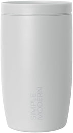 Simple Modern Travel Coffee Mug Tumbler with 360° Lid | Ceramic-Lined Insulated Stainless Steel Cold Brew Iced Coffee Cup Thermos | Gifts for Women Men Her Him | Voyager Signature | 12oz | Ice Gray