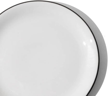 Made In Cookware - Set of 4 - Bread and Butter Plates - White With Black Rim - Porcelain - Crafted in England