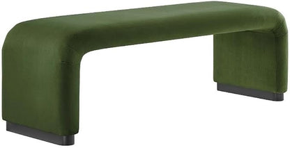 Modway EEI-6734-BLK-MOS Koda Performance Velvet Waterfall Long Bench by Modway