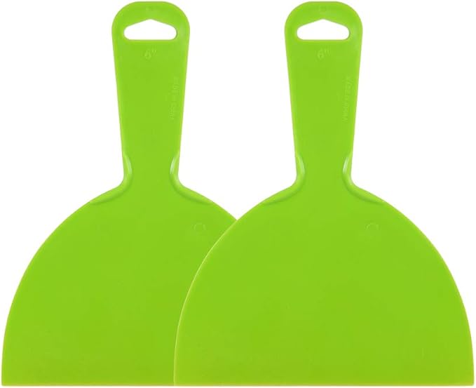 uxcell Putty Scraper 6" Plastic Flexible Putty Knives Disposable Spreader for Taping Drywall Wall Painting Green 2pcs