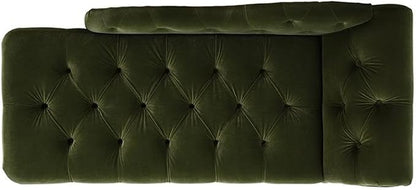 Pemberly Row Tufted Roll Arm Chaise Lounge, Olive Green Velvet Upholstery - Image 7
