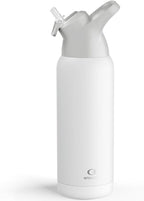 Insulated Water Bottle with Straw - Encool Stainless Steel Water Bottle, Reusable Leakproof and BPA-Free for Sports, Travel, Cold for 24 Hours, 32 oz, Snowflake