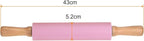 HARFINGTON Silicone Rolling Pins for Baking 17 Inch Wooden Handle Non Stick Rolling Pin Small Roller Play Dough Rolling Pins for Dough Pizza Pastry Fondant Kitchen Baking, Pink