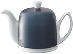 Salam Luxury French Tea Pot - Porcelain Teapot with Blue Aluminum Cover, Ceramic Tea Kettle for Loose Tea, Removable Infuser, 4 Cup Capacity, 24oz - Colbalt Blue