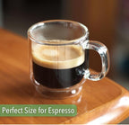 BTaT - Stackable Espresso & Demitasse Glass Coffee Cups, Set of 6 (2.0 oz, 60 ml), Double Wall, Clear