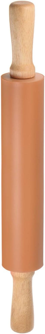 HARFINGTON Silicone Rolling Pins for Baking 17 Inch Wooden Handle Non Stick Rolling Pin Small Roller Playdough Rolling Pins for Dough Pizza Pastry Fondant Kitchen, Brown