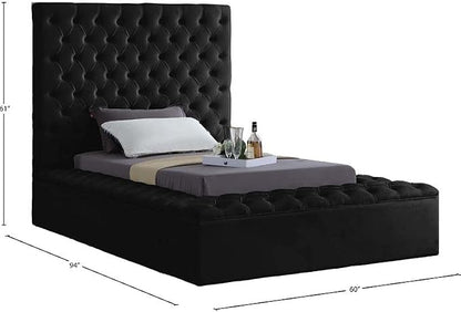 Meridian Furniture Bliss Collection Modern | Contemporary Velvet Upholstered Bed - Image 8