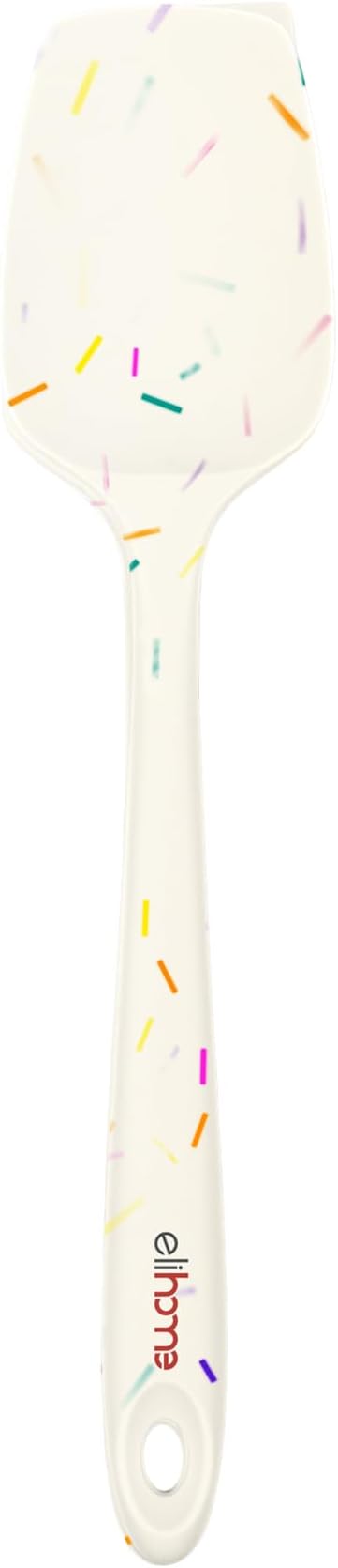 Elihome Classic Silicone Spoonula - Non-Stick Heat Resistant Silicone Scraper Spatula for Mixing, Serving, Scraping, Stirring, and More - 11 Inch, Sprinkles