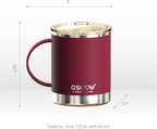 asobu Ultimate Ceramic Travel Mug, 12oz Insulated Stainless Steel Coffee Cup with Handle & Splash-Resistant Lid, Ceramic Lined for Pure Taste, BPA-Free, Double-Wall Vacuum for Hot Drinks