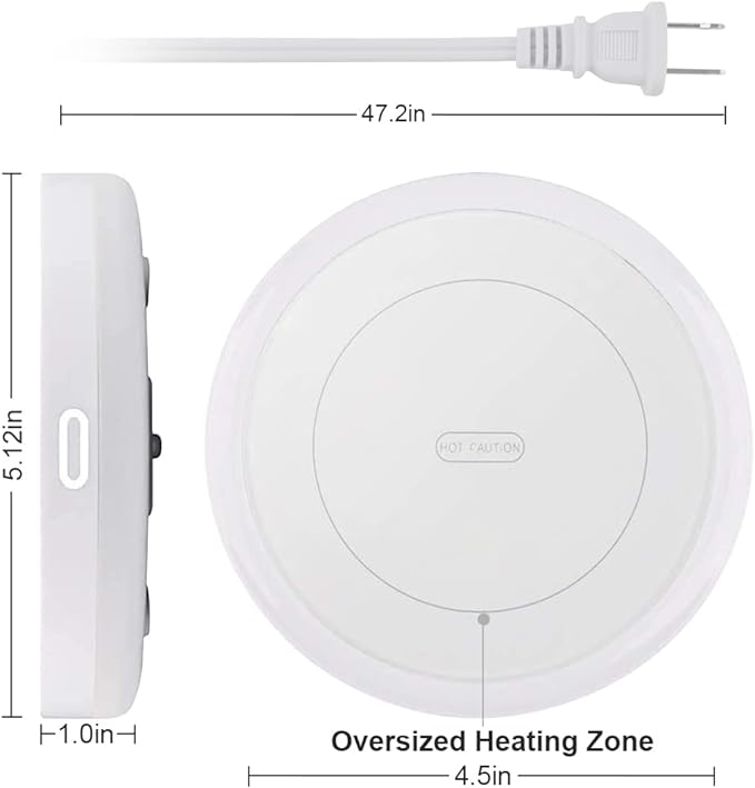 BESTINNKITS White Smart Coffee Auto On/Off Gravity-Induction Mug Office Desk Use, Candle Wax Cup Warmer Heating Plate (Up to 131F/55C), Middle…