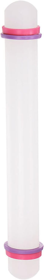 HARFINGTON Fondant Rolling Pin 9 Inch x 0.98 Inch Adjustable Guide Rings Non-Stick PP Plastic Fondant Roller Dough Roller Kitchen Decorating Tools for Cookie Pastry Pizza Clay