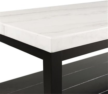 Picket House Furnishings Evie Wood Frame & Marble Top Console Table-White/Black - Image 6