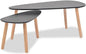 Coffee Table Set of 2 Black Solid Pine Wood Legs by Unknown