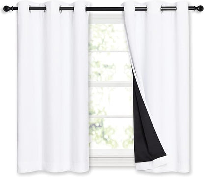 NICETOWN White 100% Blackout Curtains 45 inches Long, 2 Thick Layers Completely by NICETOWN