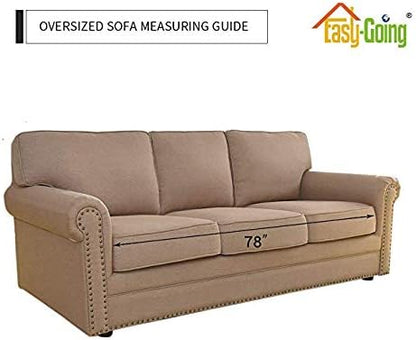 Easy-Going Reversible Couch Cover, 3 Cushion Sofa, Camel/Ivory | Machine - Image 6