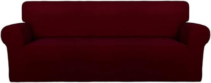 PureFit Stretch Oversized Couch Covers Fleece Sofa Slipcovers Wine | 1-Piece by PureFit