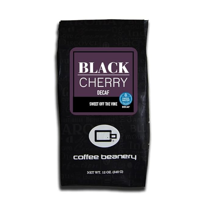 Coffee Beanery Black Cherry Flavored Coffee Swiss Water Process Decaf | 100% Specialty Arabica Coffee | 12oz bag (Automatic Drip)