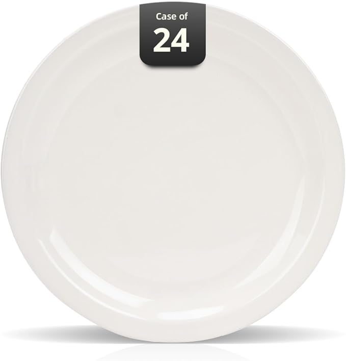 Stoneware Narrow Rim Commercial Grade Dinnerware America White, Plate 9 5/8", Case of 24
