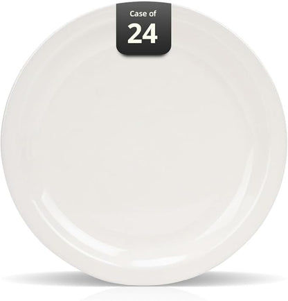 Stoneware Narrow Rim Commercial Grade Dinnerware America White, Plate 9", Case of 24