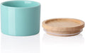 Sweejar Kitchen Canisters Ceramic Food Storage Jar, Stackable Containers with Airtight Seal Wooden Lid for Serving Ground Coffee, Tea, Sugar, Spice and More - 5 Fl Oz(Turquoise)