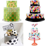 12 Pcs Cake Fondant Cutter, Fish Scale Fondant Cutters 4 Size Geometric Biscuit Cutters Cake Decorating Cookie Cutter Cake Border Decorating Tool for Square & Hexagon Cookie Cutters