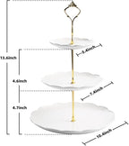 Sweejar 3 Tier Ceramic Cake Stand Wedding, Dessert Cupcake Stand for Tea Party Serving Platter(Rose White)