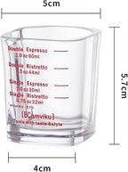 BCnmviku 2 PACK Red line Square Cup Espresso Shot Glasses Measuring Cup Liquid Heavy Glass for Baristas 2oz for Single Shot of Ristrettos