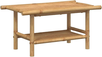 Bamboo Fiber Coffee Table with Storage Shelf, Eco-Friendly Modern Square Design - Image 3