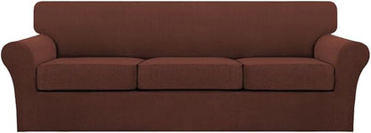 Turquoize 4 Piece Sofa Covers for 3 Cushion Couch Sofa Slipcover Soft Couch by Turquoize