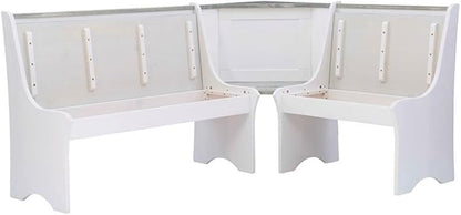 Linon Jackie Two Tone Pine Wood Coastal Corner Dining Nook in Graywash/White - Image 10