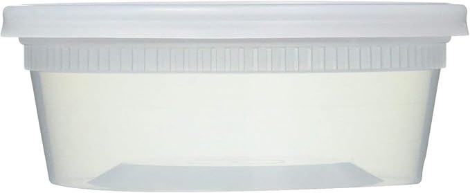 Mr Miracle 8OZ Deli Containers with Lids - 48 Pack of 8 oz Clear Airtight Reusable Plastic Food and Multi-Purpose Deli Containers - Microwave, Freezer, and Dishwasher Safe