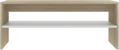 Scandinavian Style Coffee Table White and Sonoma Oak Engineered Wood Small - Image 4