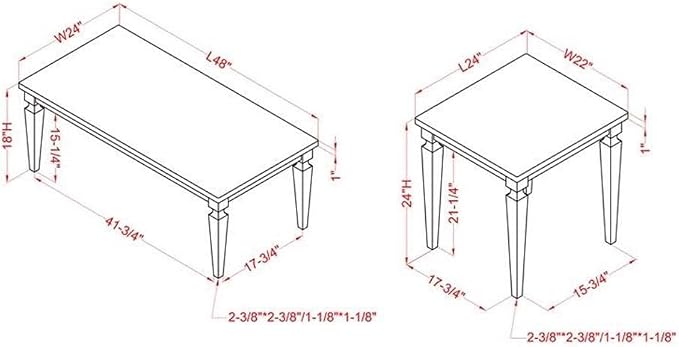 Bowery Hill 3-Piece Coffee Table Set, Antique White and Brown Finish, MDF and - Image 3