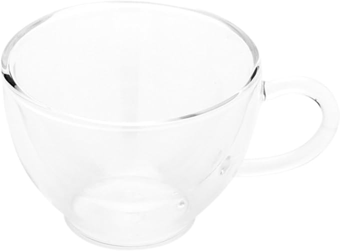 Restaurantware Forma 6 Ounce Clear Coffee Cups 10 Double Wall Transparent Coffee Mugs - Built-In Handle Does Not Chip Clear Glass Tea Cups Rolled Rim Microwavable