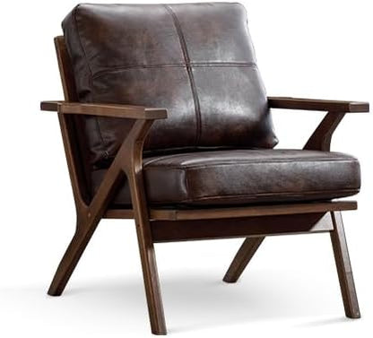 Bonzy Home Mid Century Modern Chair, PU Leather Accent Chairs Set of 2 - Image 5